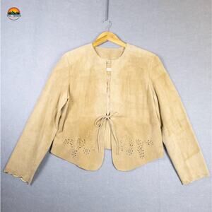 Valerie Stevens Separates Jacket Tan Leather Nude Cottagecore Boho Women's Sz L